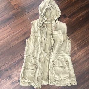 Army green hooded vest